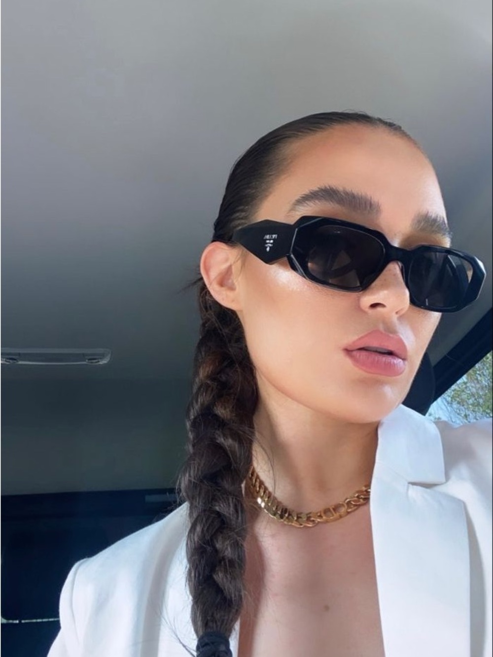 Prada Black Geometric Cat-Eye Sunglasses